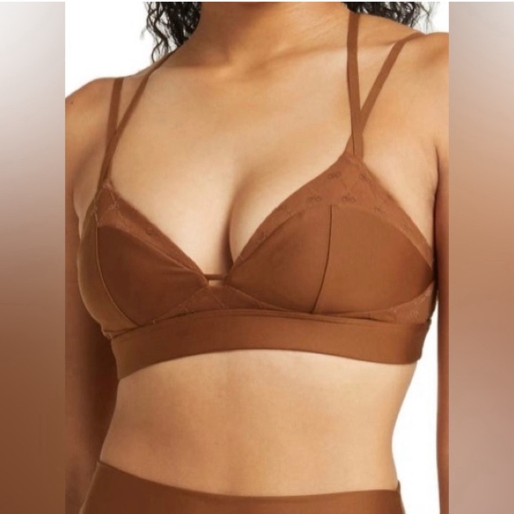 ALO Airlift Mesh Celeste Bra Brand new Cinnamon Brown